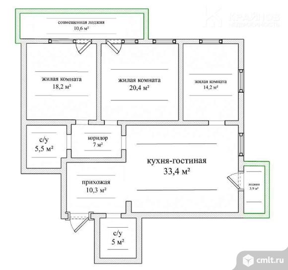 4-комнатная квартира 113,8 кв.м. Фото 1.
