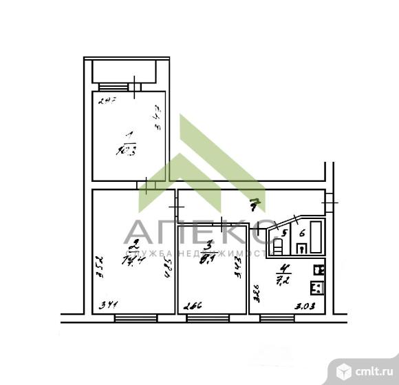 3-комнатная квартира 53,6 кв.м. Фото 20.