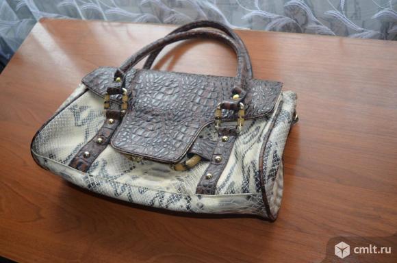 Сумка женская, натуральная кожа крокодил-питон. Фото 1.