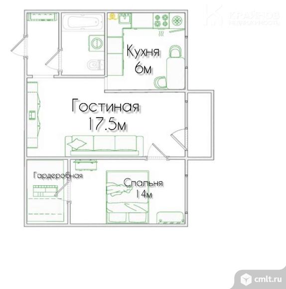 2-комнатная квартира 45,4 кв.м. Фото 1.