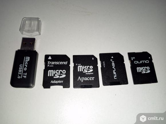 Картридер переходник адаптер с microSD на SD и USB. Фото 1.