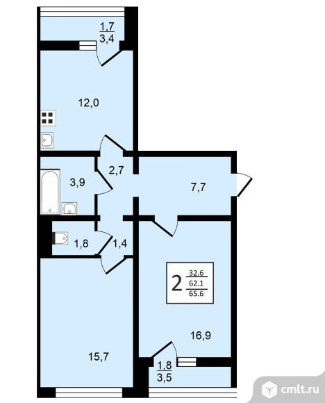2-комнатная квартира 65,6 кв.м. Фото 1.