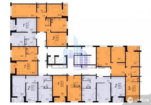 2-комнатная квартира 57.1 кв.м. Фото 1.