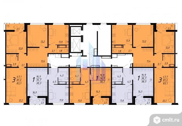 3-комнатная квартира 83,2 кв.м. Фото 1.