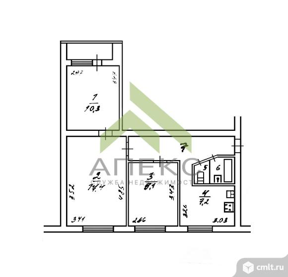 3-комнатная квартира 53,6 кв.м. Фото 20.