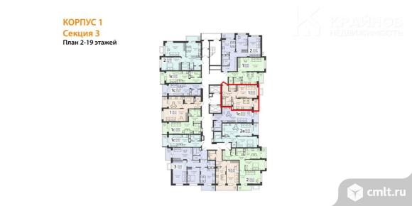 1-комнатная квартира 40,69 кв.м. Фото 13.