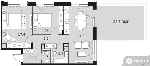 Продам 3-комн. квартиру 72.8 кв.м.. Фото 1.