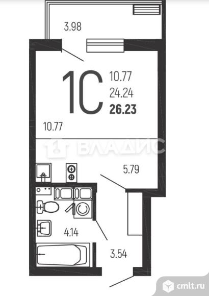 1-комнатная квартира 26,23 кв.м. Фото 4.