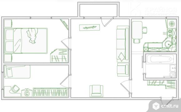 3-комнатная квартира 49,4 кв.м. Фото 1.