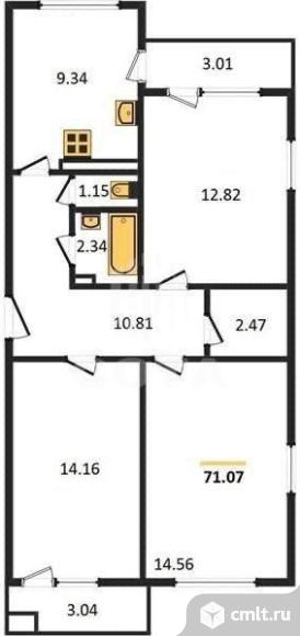 3-комнатная квартира 68 кв.м. Фото 18.