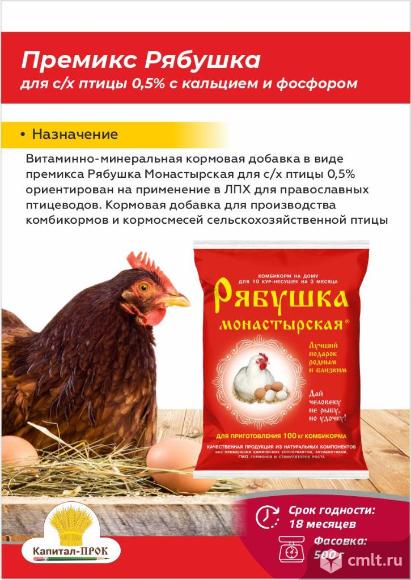 Премиксы Рябушка для с/х птицы (0,5%, с кальцием и фосфором). Фото 1.