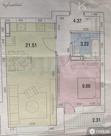 2-комнатная квартира 41 кв.м. Фото 1.