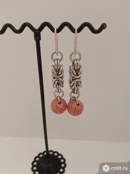 Серьги с лавой ручной работы. Фото 1.