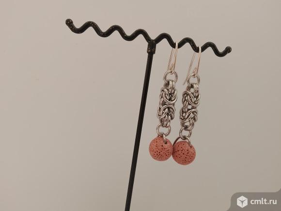 Серьги с лавой ручной работы. Фото 3.