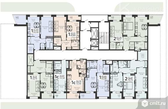 2-комнатная квартира 75,73 кв.м. Фото 1.