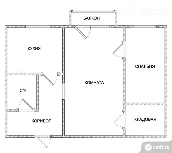 2-комнатная квартира 42,3 кв.м. Фото 1.