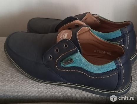 Туфли мужские ,со вставками,на шнурках,размер,39-40.. Фото 1.