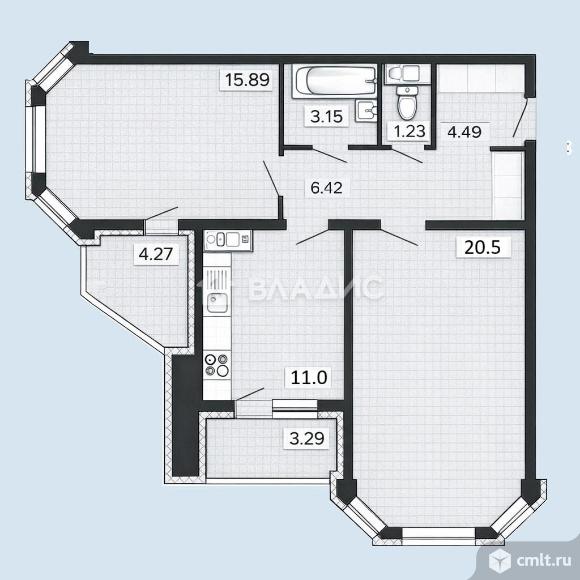 2-комнатная квартира 66,1 кв.м. Фото 14.
