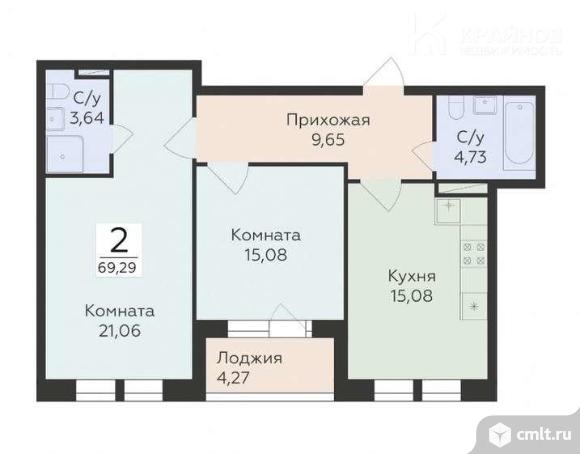 2-комнатная квартира 69,29 кв.м. Фото 1.