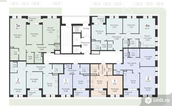 2-комнатная квартира 69,29 кв.м. Фото 3.