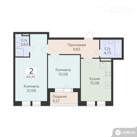 2-комнатная квартира 69,29 кв.м. Фото 1.