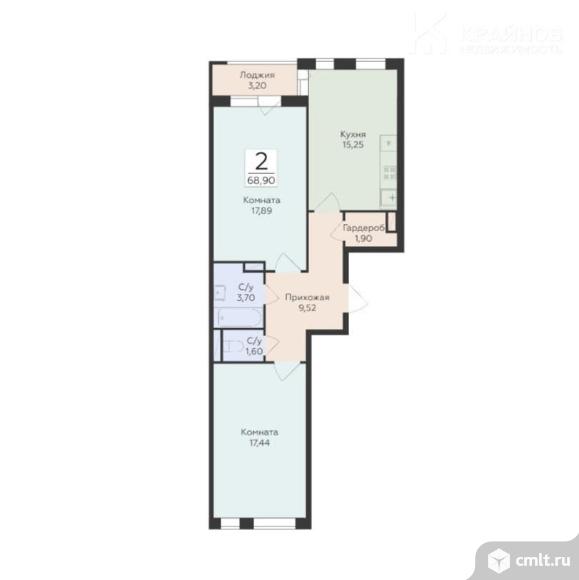 2-комнатная квартира 68,9 кв.м. Фото 1.