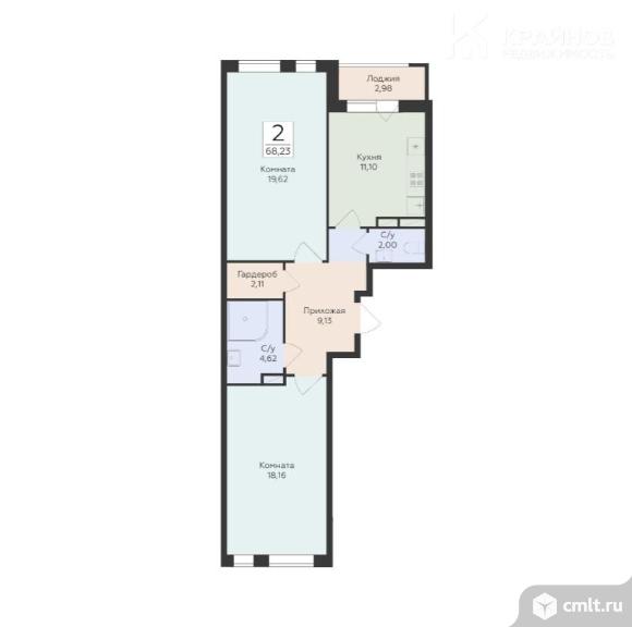 2-комнатная квартира 68,23 кв.м. Фото 1.