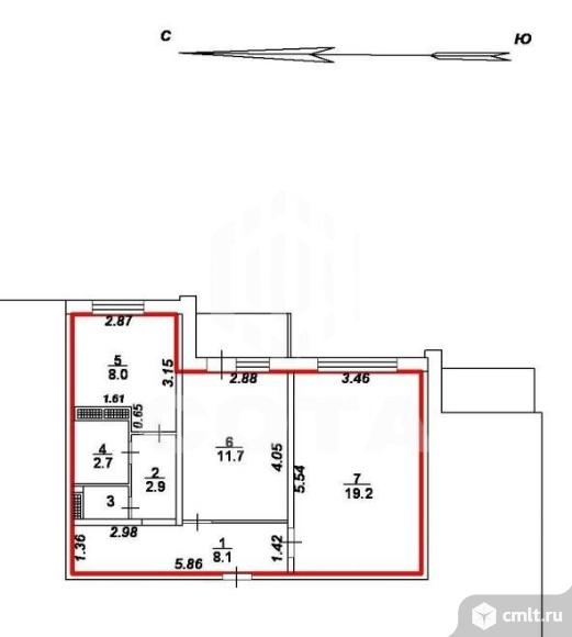 2-комнатная квартира 54 кв.м. Фото 11.