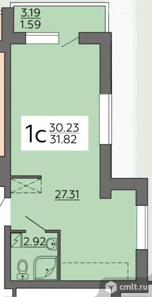 1-комнатная квартира 29,8 кв.м. Фото 1.