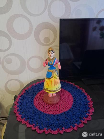 Вязаный коврик ручной работы 100% хлопок. Фото 1.