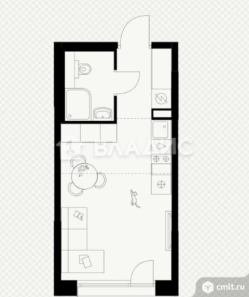 1-комнатная квартира 23,7 кв.м. Фото 1.