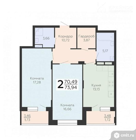 2-комнатная квартира 73,94 кв.м. Фото 1.