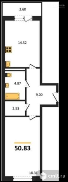1-комнатная квартира 50,83 кв.м. Фото 1.