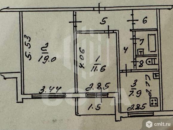 2-комнатная квартира 53,3 кв.м. Фото 12.