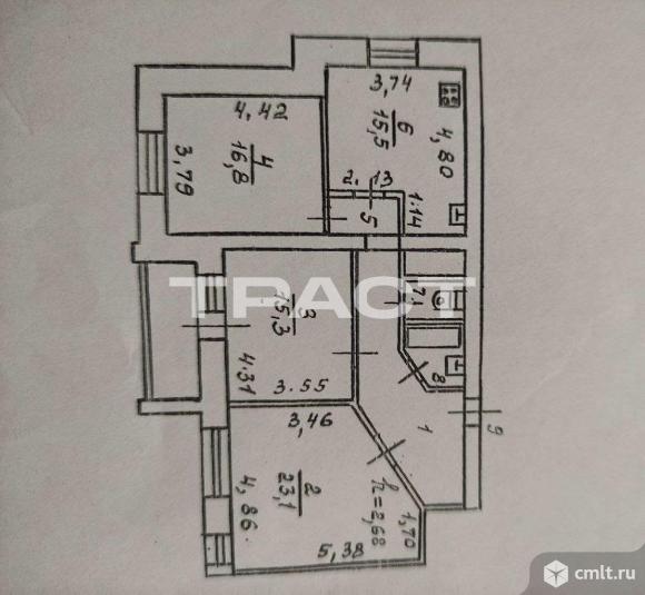 3-комнатная квартира 91,2 кв.м. Фото 13.