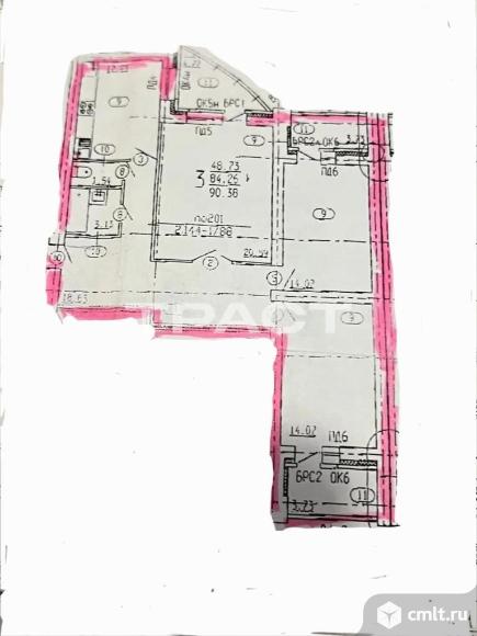 3-комнатная квартира 84,26 кв.м. Фото 17.