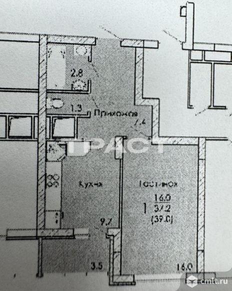 1-комнатная квартира 39 кв.м. Фото 7.