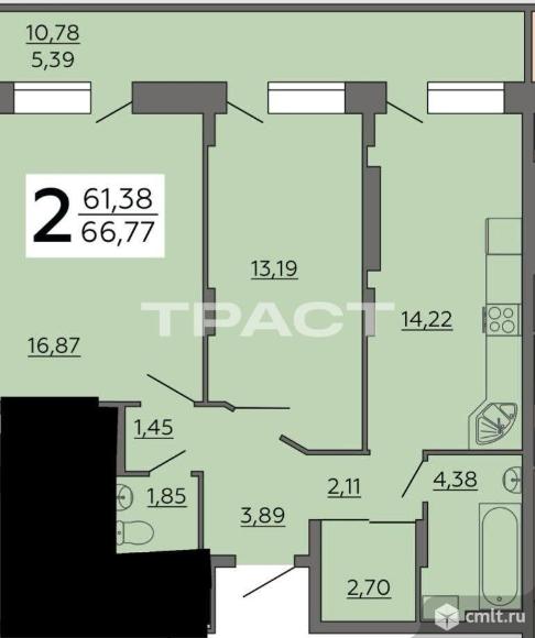 2-комнатная квартира 66,7 кв.м. Фото 15.