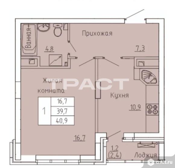 1-комнатная квартира 39,6 кв.м. Фото 15.