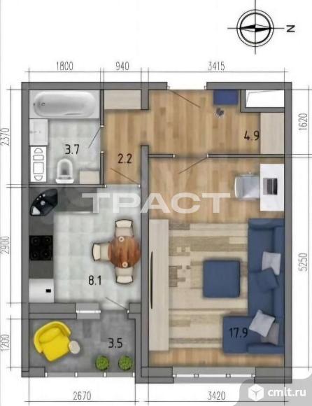 1-комнатная квартира 37,2 кв.м. Фото 8.