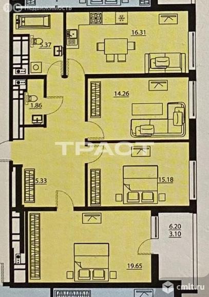 3-комнатная квартира 91,1 кв.м. Фото 18.
