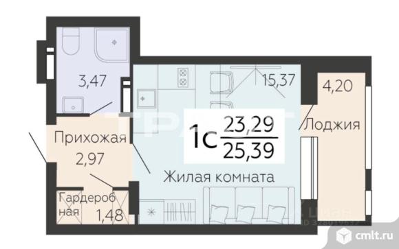 1-комнатная квартира 23,29 кв.м. Фото 15.