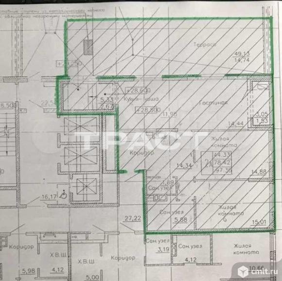 3-комнатная квартира 78,3 кв.м. Фото 1.