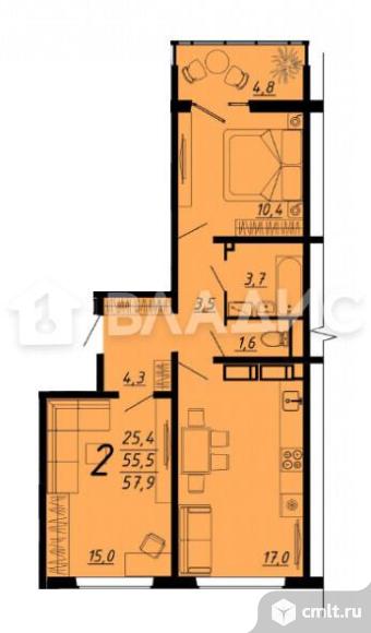 2-комнатная квартира 55,5 кв.м. Фото 5.