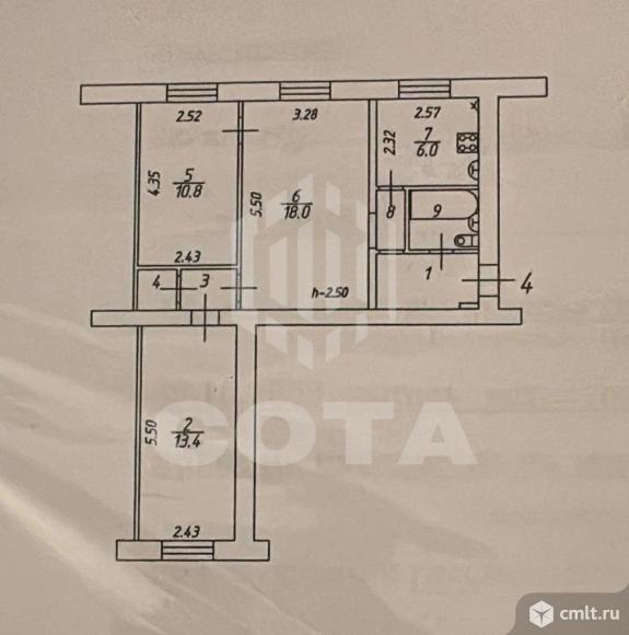 3-комнатная квартира 58 кв.м. Фото 17.