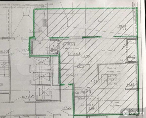2-комнатная квартира 78,3 кв.м. Фото 1.