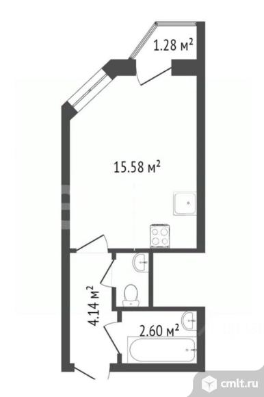 1-комнатная квартира 24,7 кв.м. Фото 19.