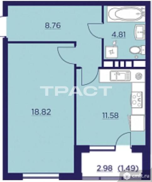 1-комнатная квартира 35,27 кв.м. Фото 6.