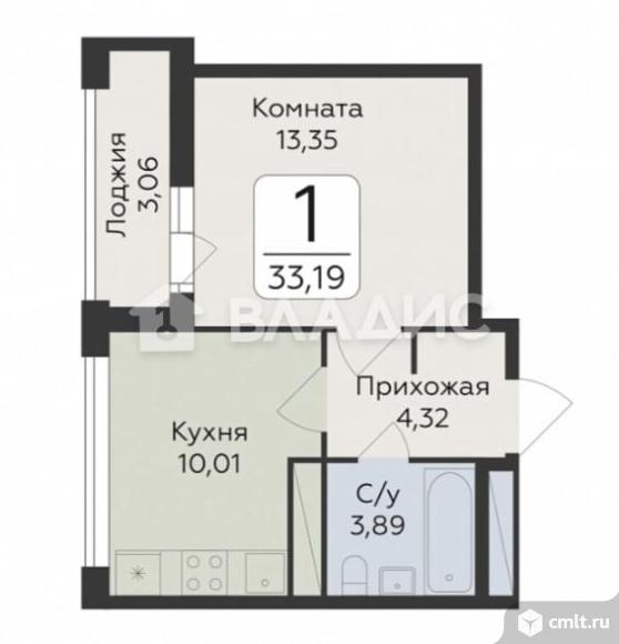 1-комнатная квартира 33,19 кв.м. Фото 5.