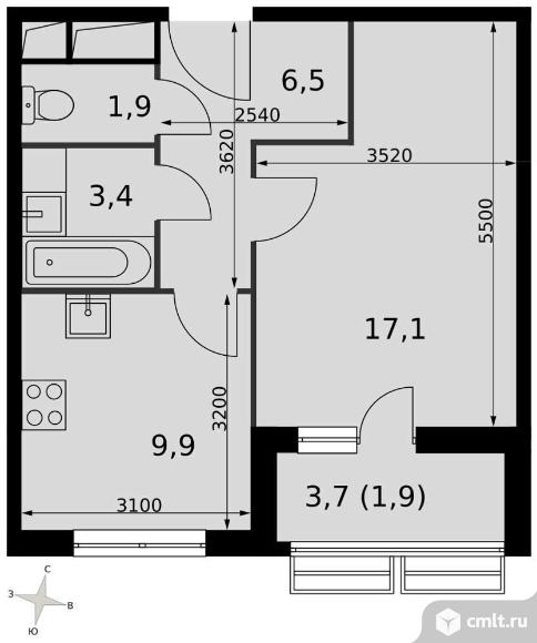Продам 1-комн. квартиру 40.7 кв.м.. Фото 1.